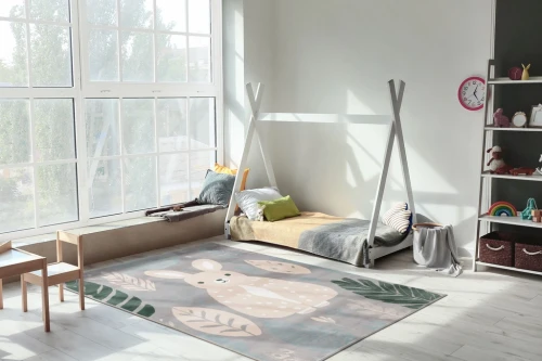 Aranżacja pokoju dziecięcego z dywanem dziecięcym FD Lida Kuniklo jasny beż