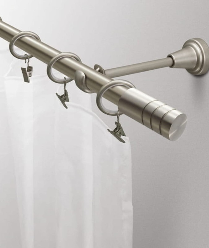 Karnisz Gardinia Zylinder pojedynczy 19 mm kolor satyna z zawieszoną białą firanką