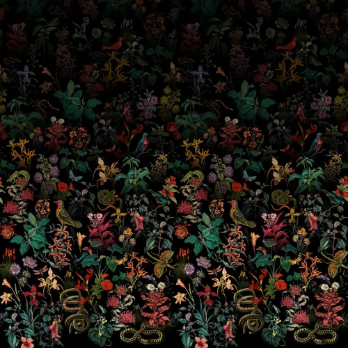 Tapeta ogród na czarnym tle mural Garden Ombre.webp