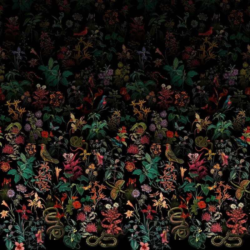 Tapeta ogród na czarnym tle mural Garden Ombre.webp