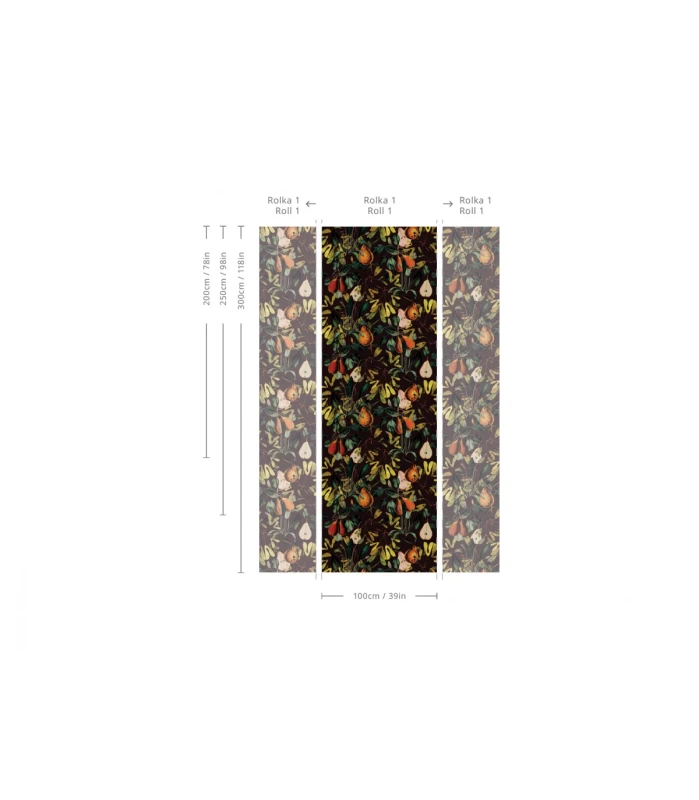 Wymiary tapety muralu Pear Maroon.webp