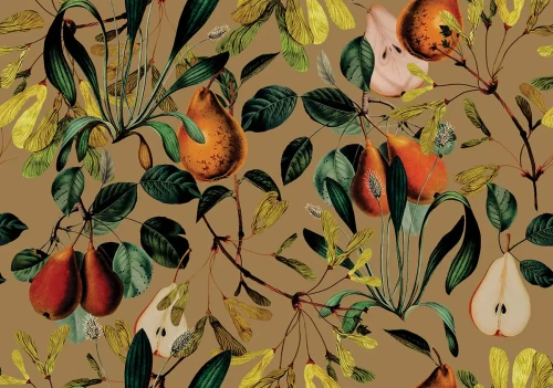 Beżowa tapeta motyw owocowy Pear Beige.webp