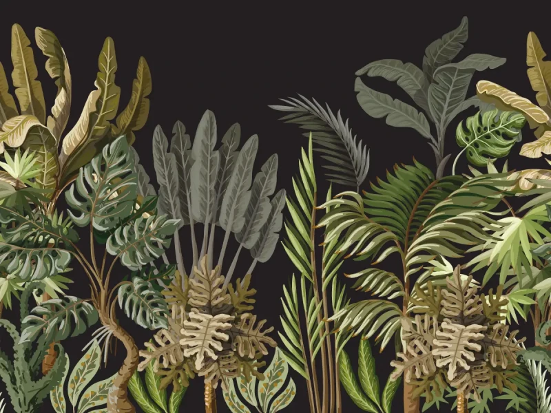 Mural egzotyczny z dżunglą Jungle Black.webp