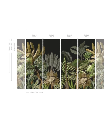 Wymiary tapety muralu Jungle Black.webp