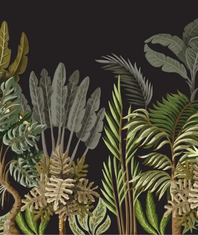 Tapeta dżungla czarne tło Jungle Black.webp