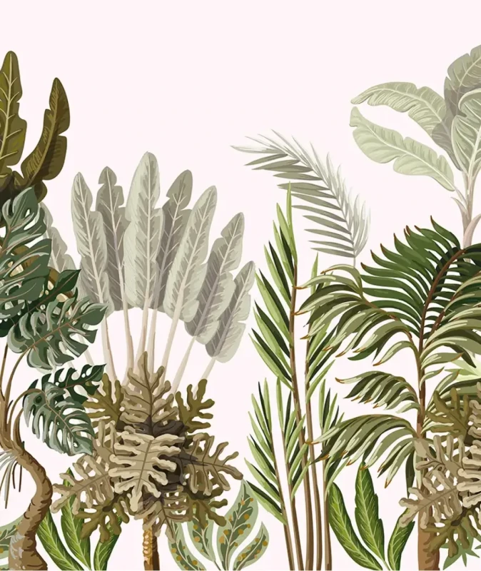 Tapeta z liśćmi monstery i palm Touch of Nature.webp