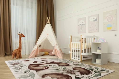 Aranżacja pokoju dziecięcego z dywane dziecięcym FD Lida Pando miętowy