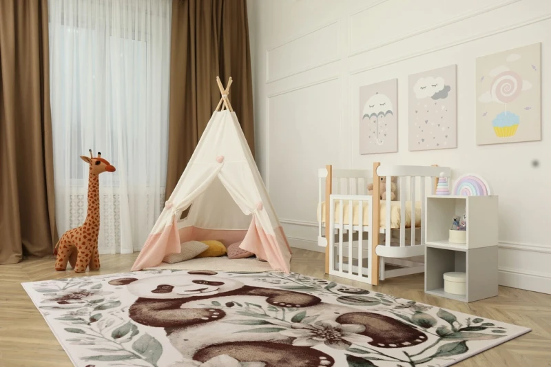 Aranżacja pokoju dziecięcego z dywane dziecięcym FD Lida Pando miętowy