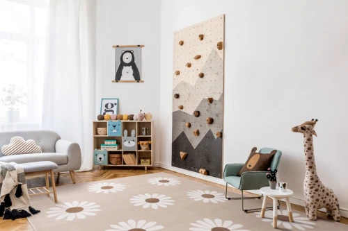 Aranżacja pokoju dziecięcego dywan dziecięcy FD Lida Stokroty jasny beż
