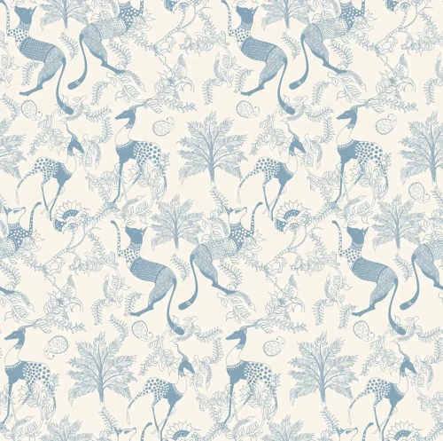 Tapeta dziecięca niebieskie zwierzęta Mythical Animals Blue.webp