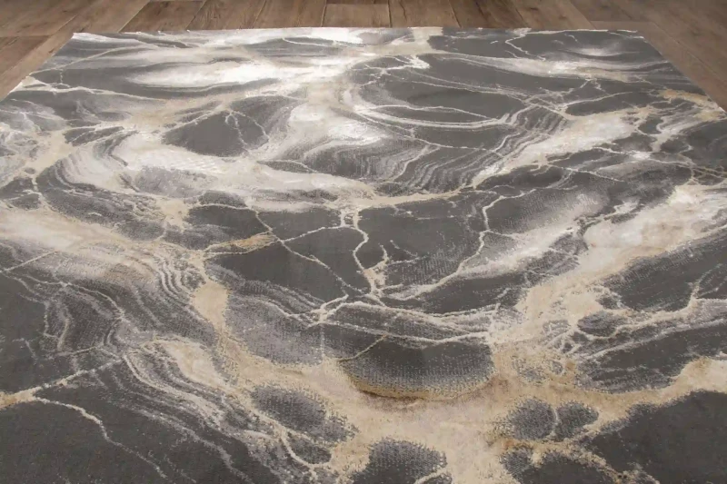 Błyszcząca strona dywanu marmur Deluxe 9094 beige
