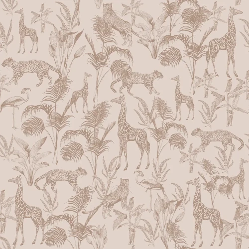 Tapety z żyrafami i zebrami Safari Beige.webp