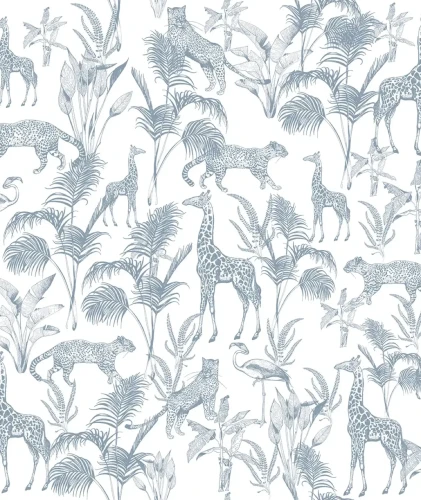 Niebieska tapeta ze zwierzętami Safari Blue.webp