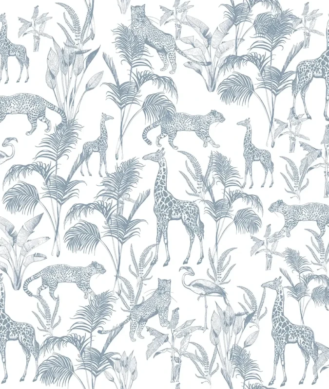 Niebieska tapeta ze zwierzętami Safari Blue.webp
