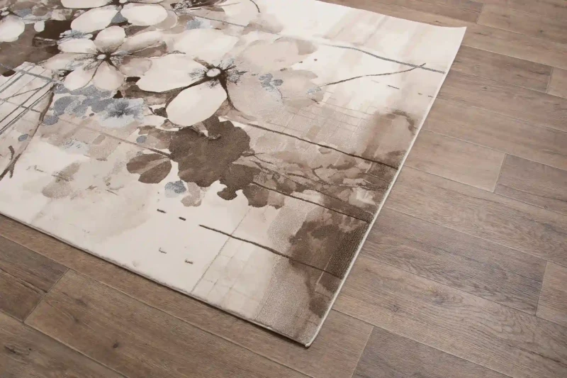 Na ciemnej podłodze dywan nowoczesny Myra 1532 beige