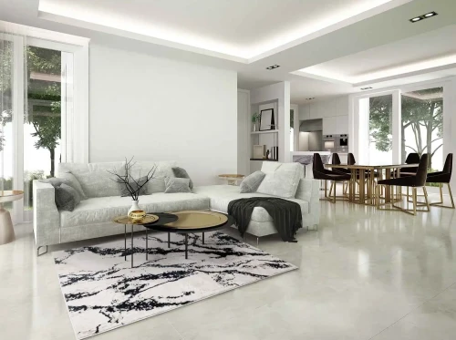Dywan nowoczesny Stone marmur czany w salonie