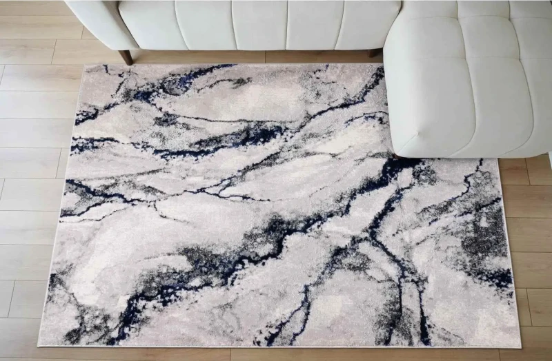 Dywan nowoczesny Stone marmur granatowy we wnętrzu