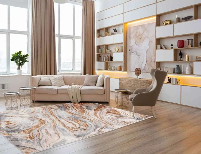 Dywan nowoczesny Stone onyx beżowy w gabinecie