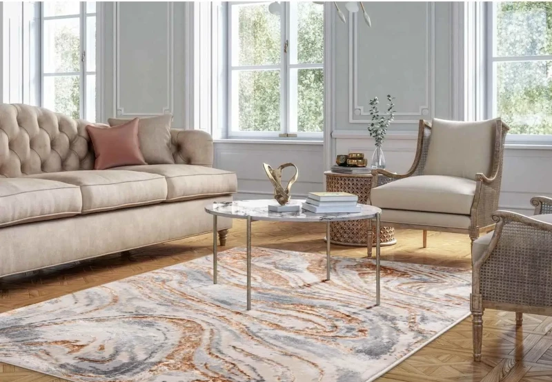 Dywan nowoczesny Stone onyx beżowy w salonie