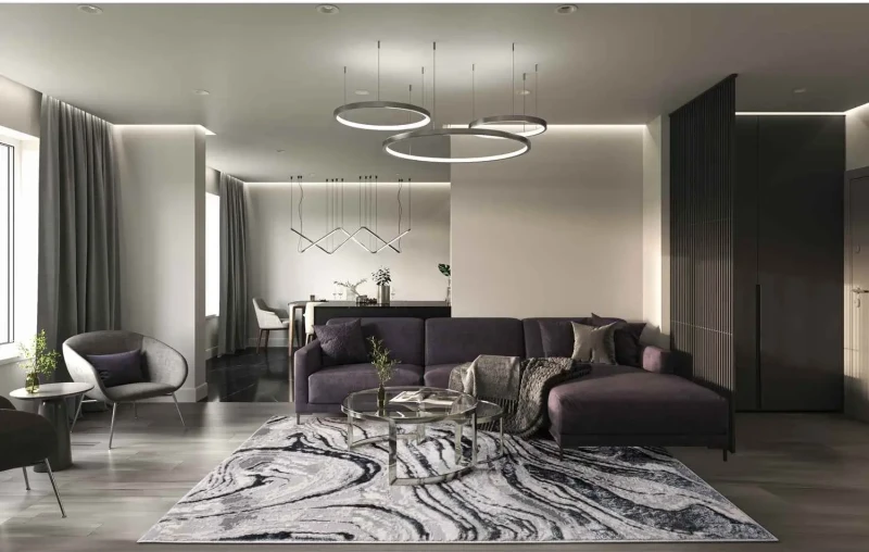 Dywan nowoczesny Stone onyx szary w salonie