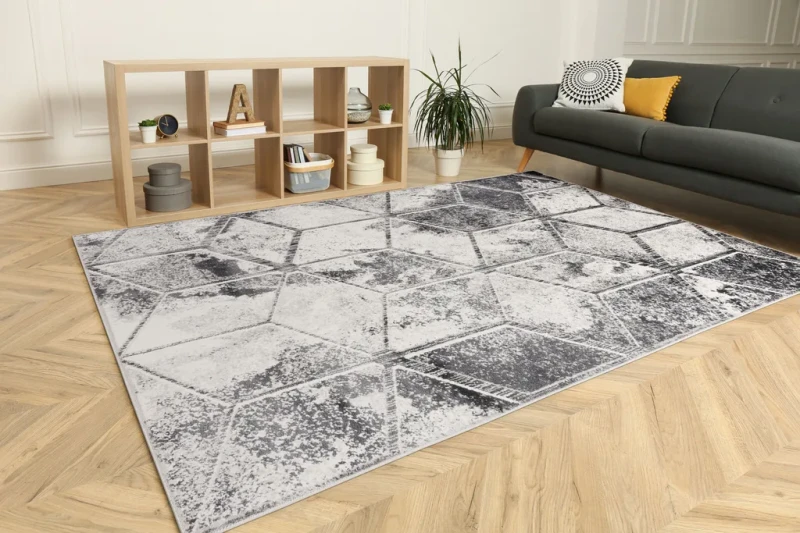 Aranżacja z dywanem nowoczesnym FD Sensi Sonna popiel