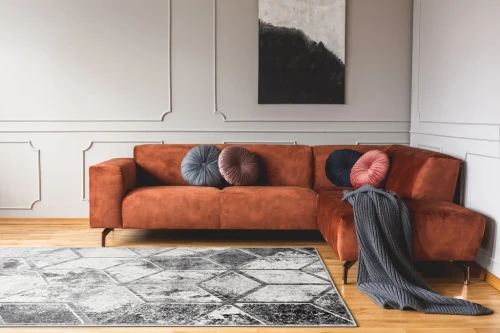 Sofa z dywanem nowoczesnym FD Sensi Sonna popiel