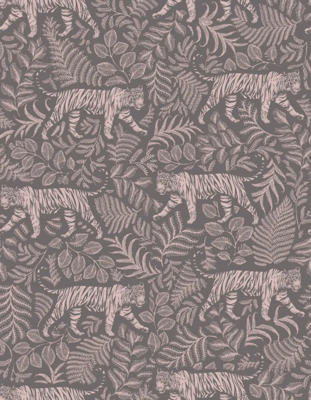 Egzotyczna tapeta z tygrysami Camouflaged Tiger Gray Pink.webp