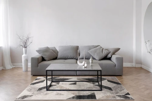 Salon z dywanem nowoczesnym FD Soft Halleby granit