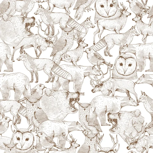 Tapeta ze zwierzętami Forest Friends Brown.webp