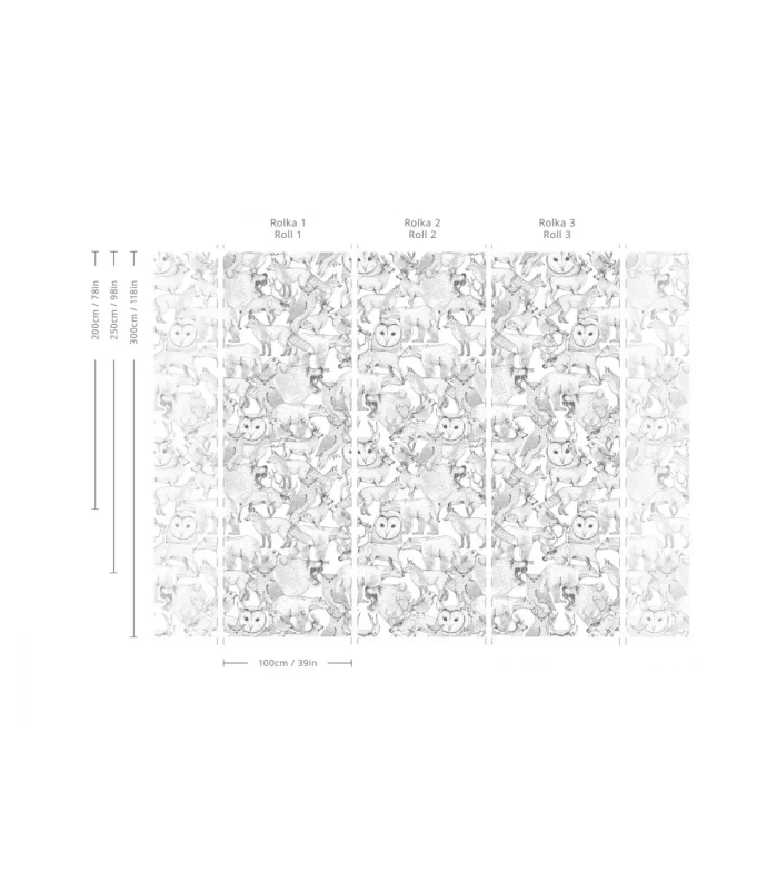 Tapeta Forest Friends Grey.webp