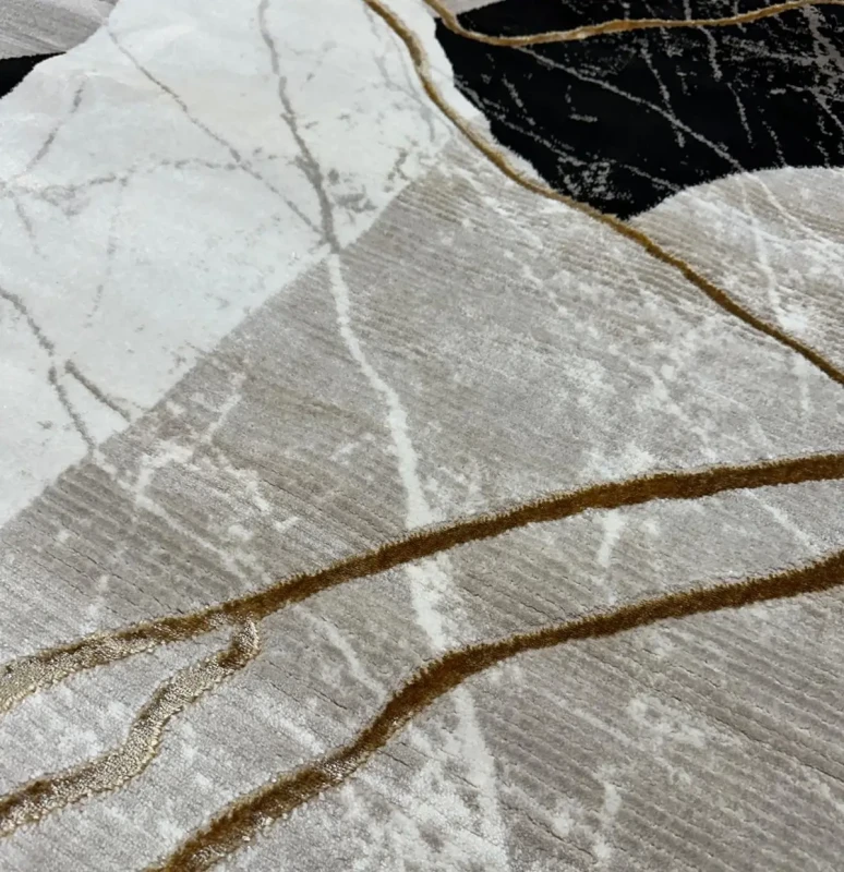 Runo dywanu Art deco marmur Gloria 3671 szaro-beżowego