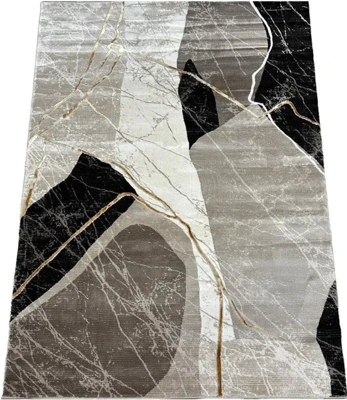 Rzut ukośny dywanu Art deco marmur Gloria 3671 szaro-beżowego