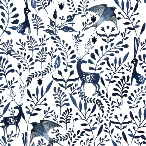 Tapeta skandynawska zwierzęta Ink Animals.webp
