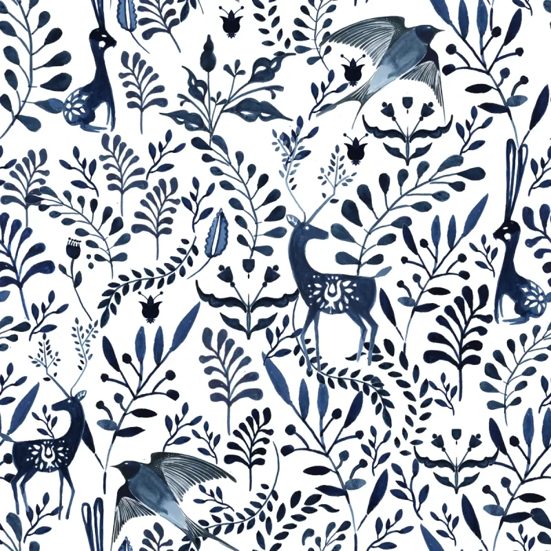Tapeta skandynawska zwierzęta Ink Animals.webp