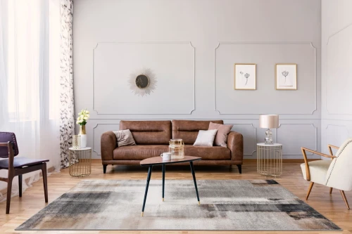 Salon z dywanem nowoczesnym FD Soft Lyse granit