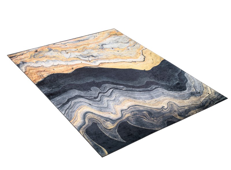 Rzut z boku na dywan abstrakcja ze złotym 38670 Print Toscana