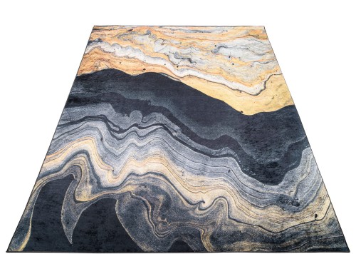 Rzut ukośny dywanu abstrakcja ze złotym 38670 Print Toscana