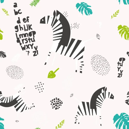 Tapeta skandynawska dla dzieci i młodzieży Zebra White.webp