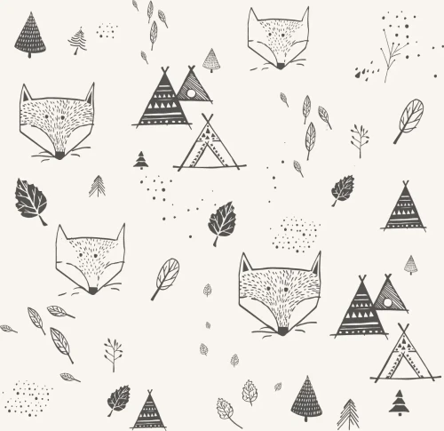 Tapeta dla dzieci czarno-biała Fox Adventure.webp