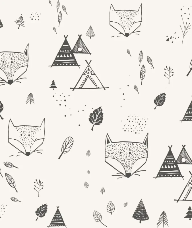 Tapeta dziecięca z liskami Fox Adventure.webp