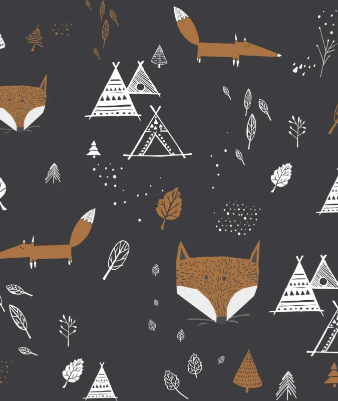 Czarna tapeta z liskami Fox Adventure Black.webp