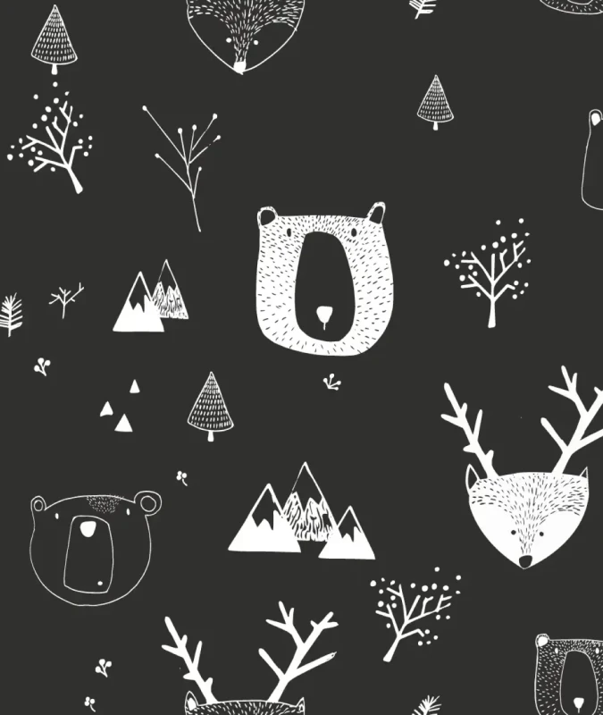 Tapeta misie dziecięca Teddy Bears Black.webp