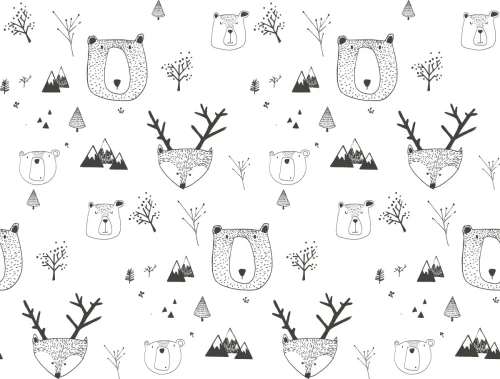 Biała tapeta dla dzieci w stylu skandynawskim Teddy Bears White.webp