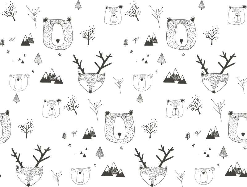 Biała tapeta dla dzieci w stylu skandynawskim Teddy Bears White.webp