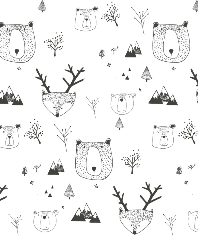 Biała tapeta dla dzieci z misiami Teddy Bears White.webp