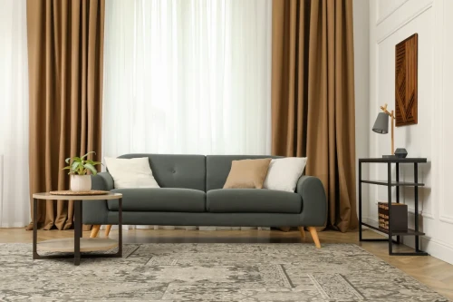 Dywan wełniany tradycyjny Agnella Isfahan Rubio len w salonie