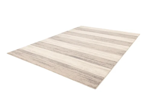 Rzut z boku na dywan wełniany w pasy Agnella Isfahan Bellino szary