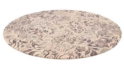 Rzut z boku na dywan wełniany koło roślinny Agnella Agnus Fiorena alabaster