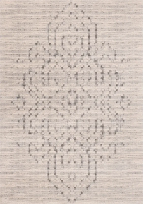 Wełniany dywan w stylu skandynawskim z geometrycznym wzorem etno Agnella Calisia Baldo biały.webp