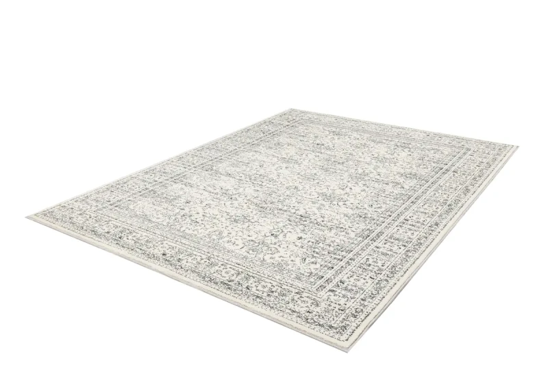 Rzut z góry na dywan vintage FD Lida Clara perła